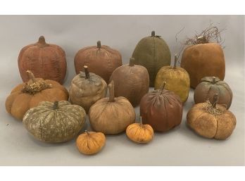 15 Handcrafted Pumpkins And Gourds One Signed J Schneeman 2000