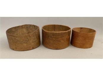 Three Antique Wooden Measures