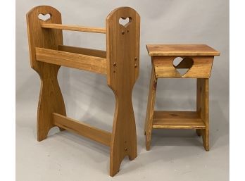 Quilt Rack And End Table With Heart Cut Out