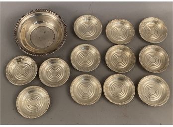 13 Pieces Sterling Silver Bowl, Sm Plates