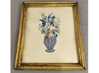 Watercolor On Paper Flowers In Vase