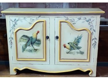 French Style Hand Painted Low Cupboard  With Rooster Decoration