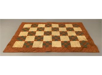Hand Sewn Quilt W Checkerboard Pattern