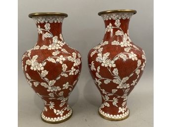 Pair Vintage Cloisonn Vases