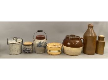 Seven Pieces Antique And Reproduction Pottery And Stoneware