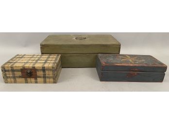 3 Vintage Style Wooden Boxes