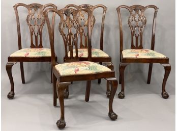 Set Of Four Chippendale Style Side Chairs Claw And Ball Feet