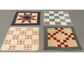 4 Hand Sewn Quilts Star And Checker Patterns