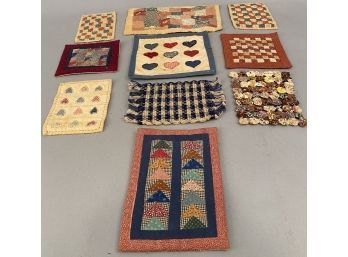 10 Miniature Hand Sewn Quilts, Hearts