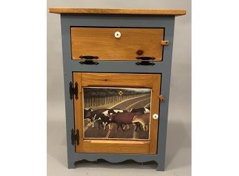 Antique Style Small Cupboard With Cow Picture
