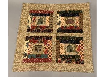 Hand Sewn  Quilt W Houses