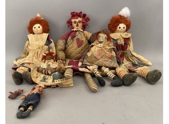 7 Raggedy And Raggedy Ann And Andy Style Rag Dolls
