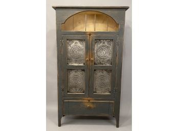Antique Style Country Pie Safe With Punch Tin Doors