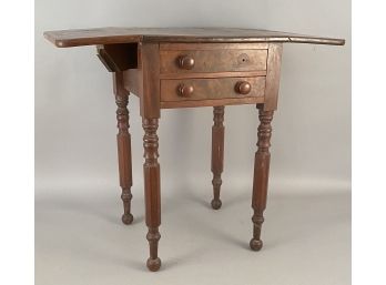 Mid 19th Century 2 Drawer Stand With Drop Leaves