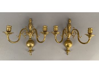 Pair Vintage Brass Wall Sconces
