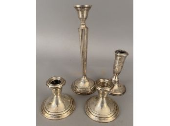 4 Pcs Sterling Silver Weighted Candlesticks