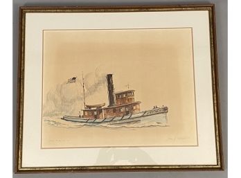 James A Mitchell Numbered Print Boston Harbor Tugboat