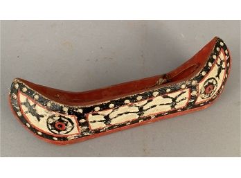 Vintage Carved And Painted Canoe Model