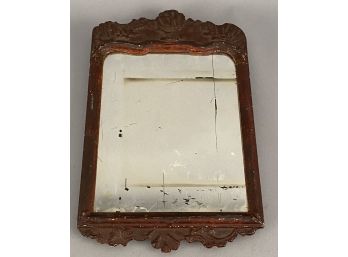 Very Early Small Carved Antique Mirror