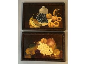 Two Still Life Of Fruit Oil On Canvas