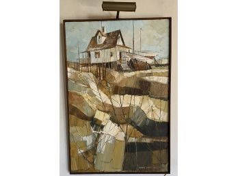 Oil On Canvas Beach House Signed Albert Swayhoover