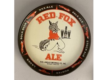 Vintage Red Fox Ale Serving Tray Waterbury Connecticut