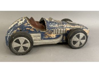 Vintage Handmade Wooden Racing Car