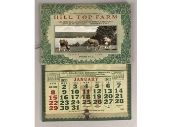 1933 Hilltop Farm Calendar Oakville Connecticut In Near Mint Condition