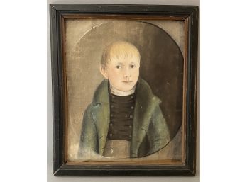 19th Century Watercolor Portrait Of A Young Boy