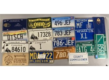 Assorted Lot Of License Plates Incl Early American I
