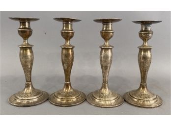 Set Of Four Sterling Silver Weighted Candle Sticks