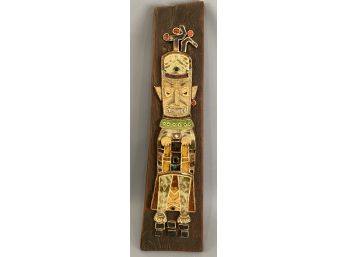 Marjorie Shattuck Indian Chief Ceramic Mounted On Wood