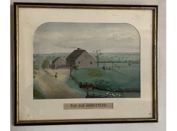 Watercolor On Paper The Old Homestead Farming Scene