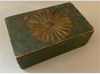 19th Century Carved Rosette Box With Original Paint