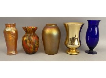 Five Vintage Art Glass Vases