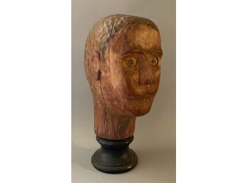 Life Sized Carved Wooden Head