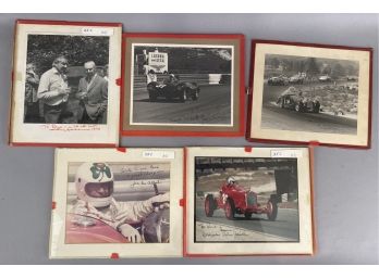 Five Vintage Mounted Racing Photographs Signed