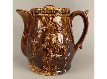 Large Rockingham Pitcher With Figures