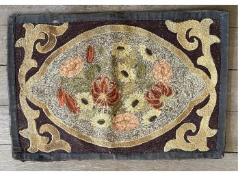 19th Century Floral Hooked Rug