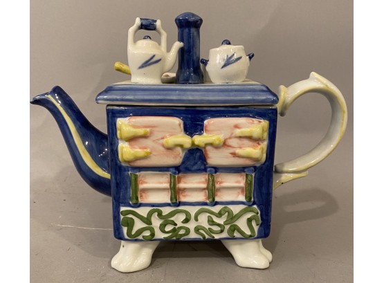 Vintage Tea Pot In The Shape Of Stove