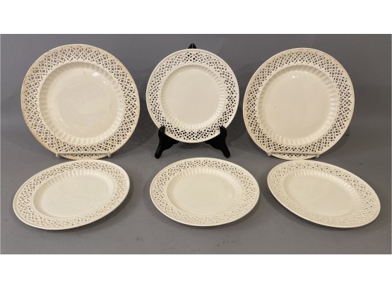 6 Vintage Creamware Plates Leedsware