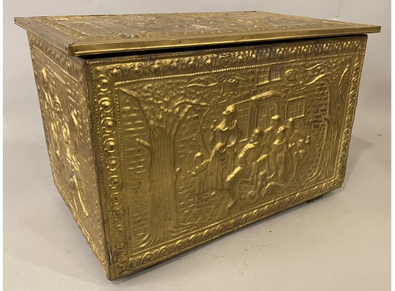 Vintage Box With Brass Overlay Decoration