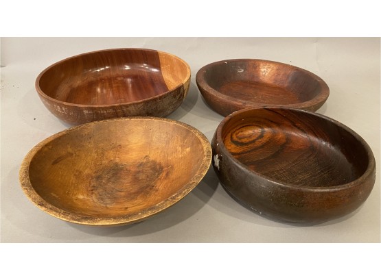 4 Vintage Wooden Bowls
