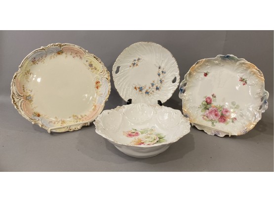Four Pieces Hand-painted Porcelain RS Prussia Bowl