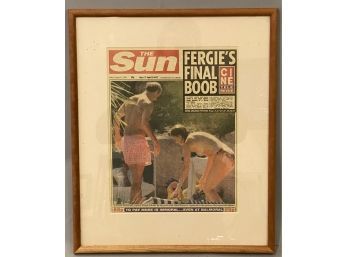 Framed Cover Of The Sun Paper From 1992. Fergies Final Boob