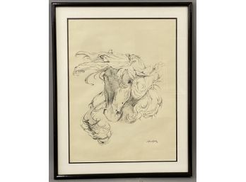 Mary McCarthy 1986 Pencil Drawing Of Horses Head