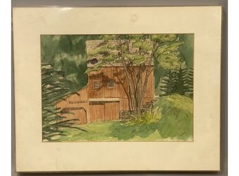 R LaRese Watercolor Of Barn
