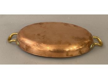 Copper Oval Frying Pan With Brass Handles Portugal