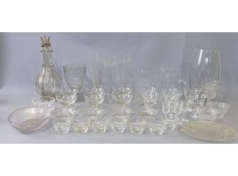 40 Pcs MCM Glassware Chamber Bottle, Glasses, Vases, Etc