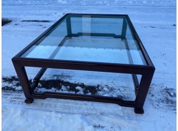 Hardwood Chinese Style Coffee Table With   Glass Top
